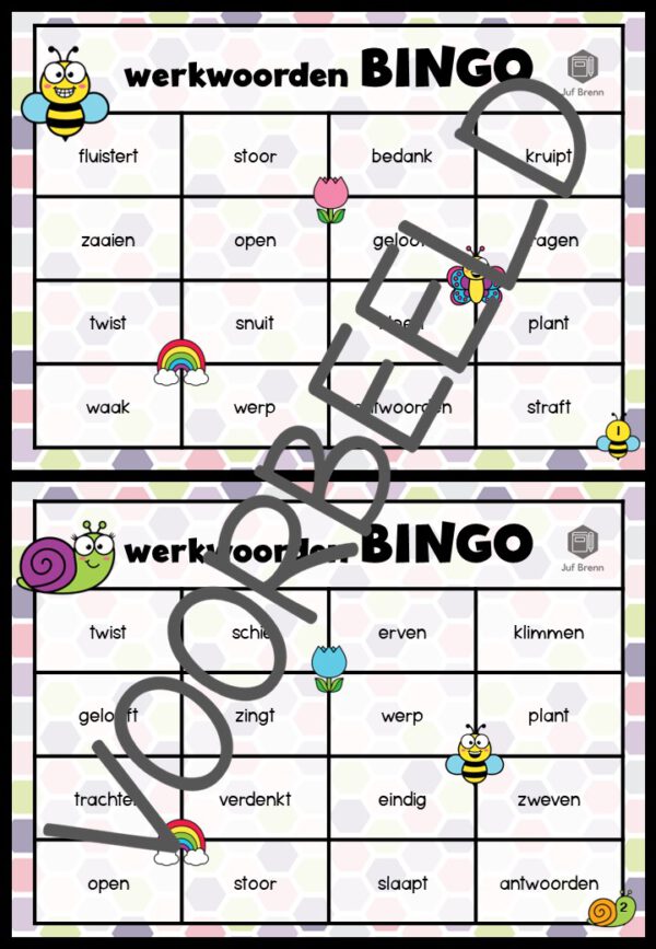 WERKWOORDENBINGO: TEGENWOORDIGE TIJD SPRING EDITION - Afbeelding 2