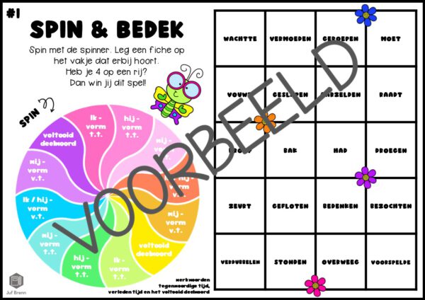 SPIN & BEDEK: WERKWOORDEN TEGENWOORDIGE TIJD VERLEDEN TIJD VOLTOOID DEELWOORD - Afbeelding 2