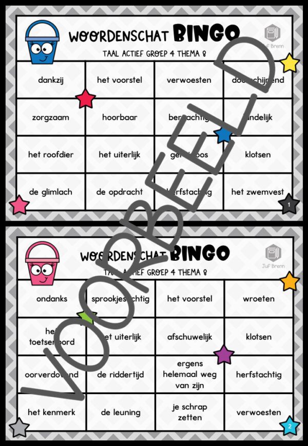 TAAL ACTIEF VERSIE 5 WOORDENSCHATBINGO GROEP 4 THEMA 8 - Afbeelding 2