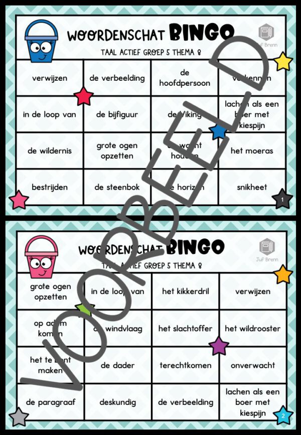 TAAL ACTIEF VERSIE 5 WOORDENSCHATBINGO GROEP 5 THEMA 8 - Afbeelding 2