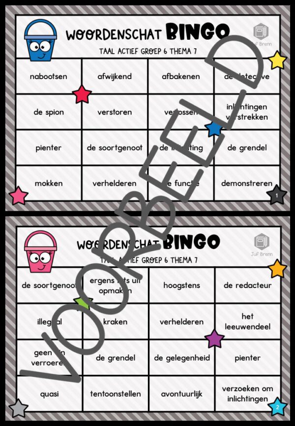 TAAL ACTIEF VERSIE 5 WOORDENSCHATBINGO GROEP 6 THEMA 7 - Afbeelding 2