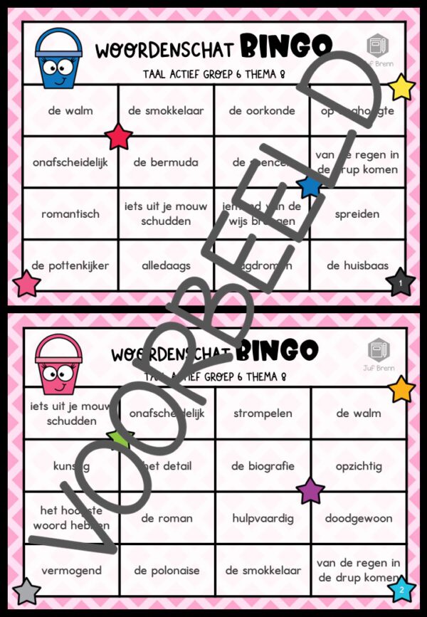 TAAL ACTIEF VERSIE 5 WOORDENSCHATBINGO GROEP 6 THEMA 8 - Afbeelding 2