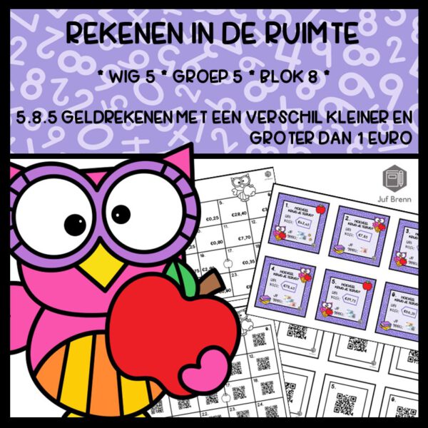 REKENEN IN DE RUIMTE WIG 5 GROEP 5 BLOK 8 GELDREKENEN VERSCHIL KLEINER EN GROTER DAN 1 EURO