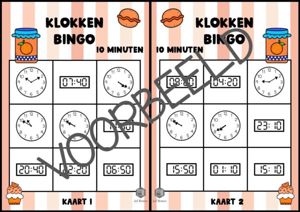 KLOKKENBINGO: 10 MINUTEN ANALOOG - DIGITAAL - Afbeelding 2