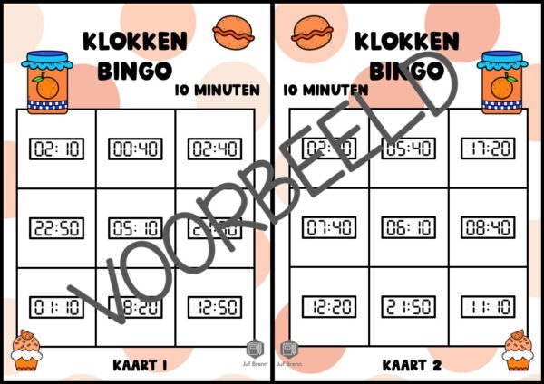KLOKKENBINGO: 10 MINUTEN DIGITAAL VLAAMSE VERSIE - Afbeelding 2