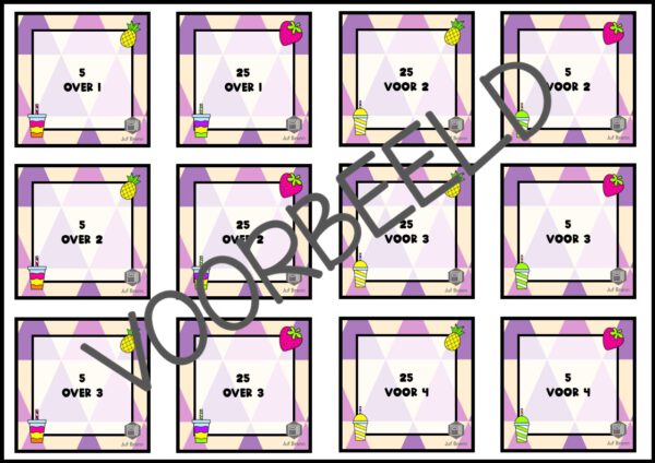 KLOKKENBINGO: 5 MINUTEN ANALOOG VLAAMSE VERSIE - Afbeelding 3