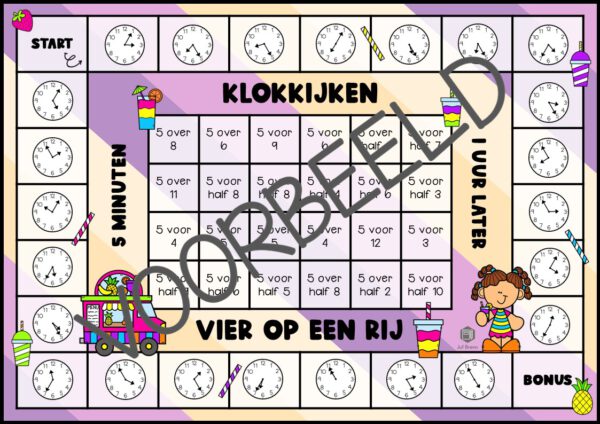 VIER OP EEN RIJ: KLOKKIJKEN 5 MINUTEN 1 UUR EERDER/LATER - Afbeelding 2