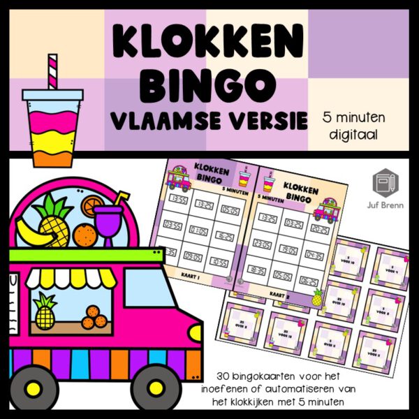 KLOKKENBINGO: 5 MINUTEN DIGITAAL VLAAMSE VERSIE