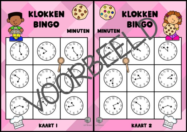 KLOKKENBINGO: MINUTEN ANALOOG VLAAMSE VERSIE - Afbeelding 2