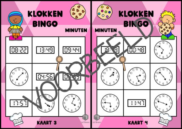 KLOKKENBINGO: MINUTEN ANALOOG - DIGITAAL - Afbeelding 2