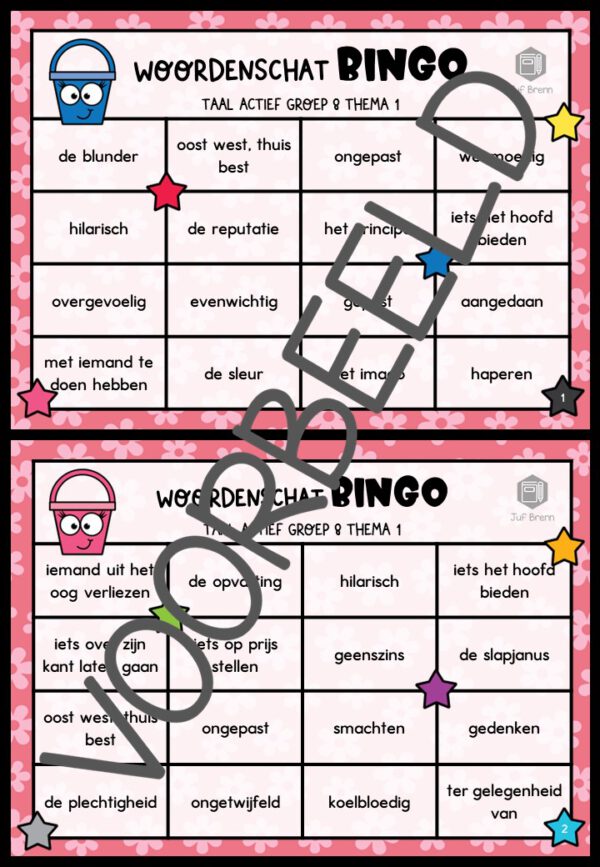 TAAL ACTIEF VERSIE 5 WOORDENSCHATBINGO GROEP 8 THEMA 1 - Afbeelding 2
