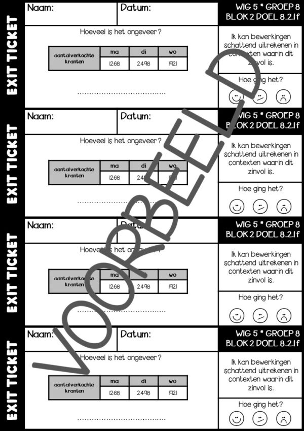 EXIT TICKETS WERELD IN GETALLEN 5 GROEP 8 BLOK 2 - Afbeelding 2