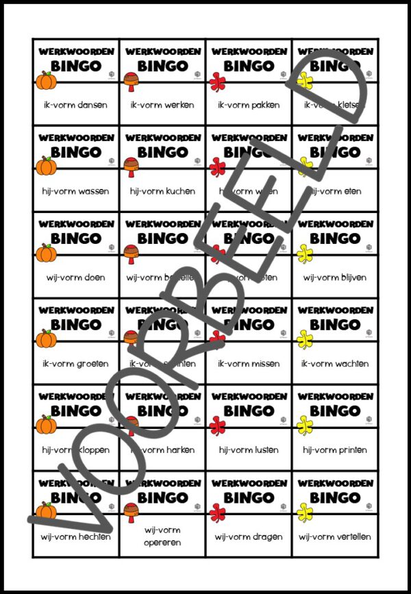 WERKWOORDENBINGO: TEGENWOORDIGE TIJD FALL EDITION - Afbeelding 3