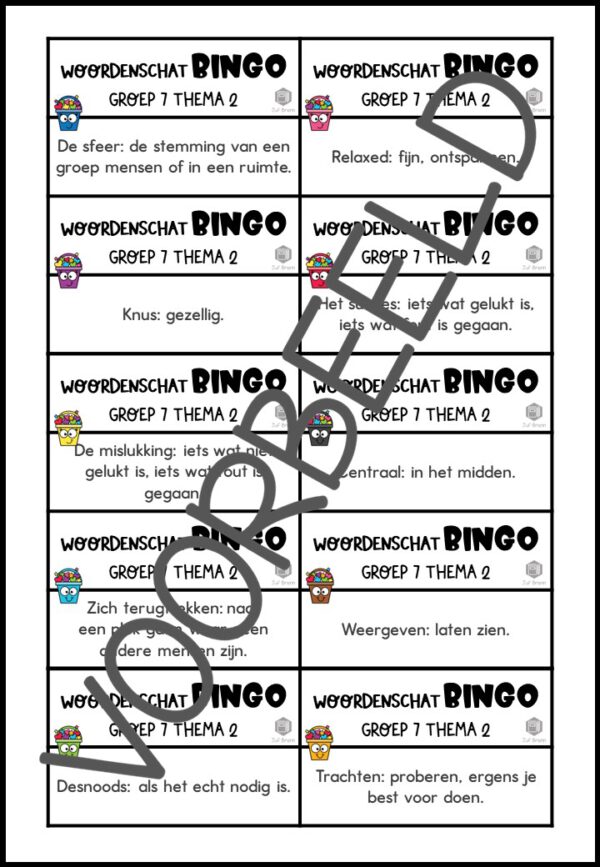 TAAL ACTIEF VERSIE 5 WOORDENSCHATBINGO GROEP 7 THEMA 2 - Afbeelding 3