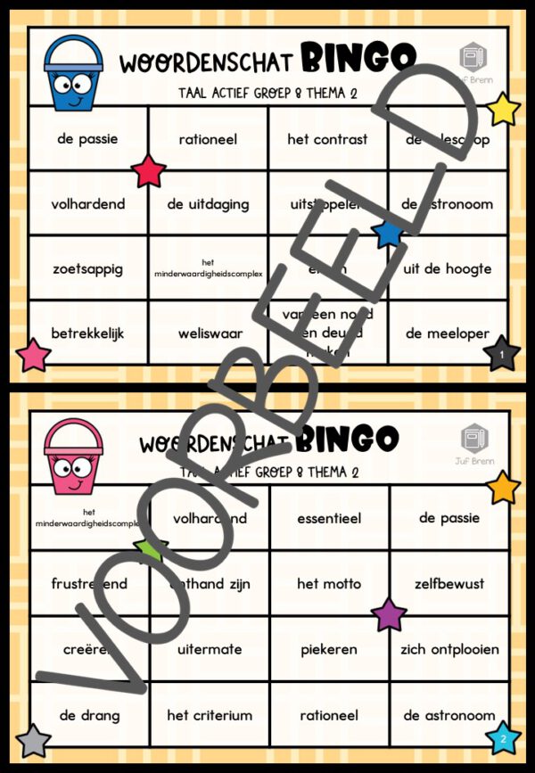 TAAL ACTIEF VERSIE 5 WOORDENSCHATBINGO GROEP 8 THEMA 2 - Afbeelding 2