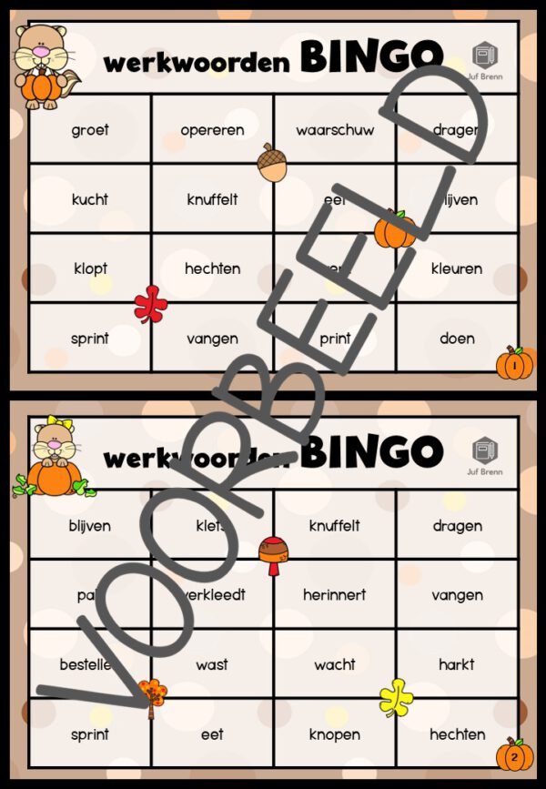 WERKWOORDENBINGO: TEGENWOORDIGE TIJD FALL EDITION - Afbeelding 2