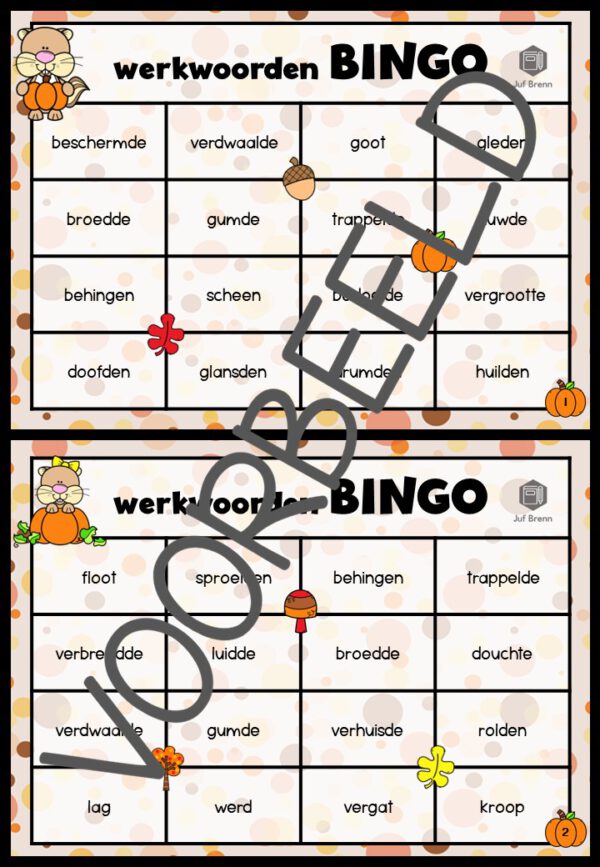 WERKWOORDENBINGO: VERLEDEN TIJD FALL EDITION - Afbeelding 2