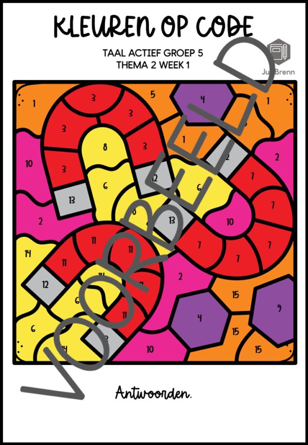 TAAL ACTIEF 5 WOORDENSCHAT KLEUREN OP CODE GROEP 5 THEMA 2 - Afbeelding 4
