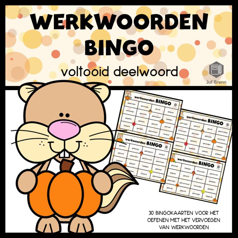 Voltooid WERKWOORDENBINGO: VOLTOOID DEELWOORD FALL EDITION - Juf Brenn