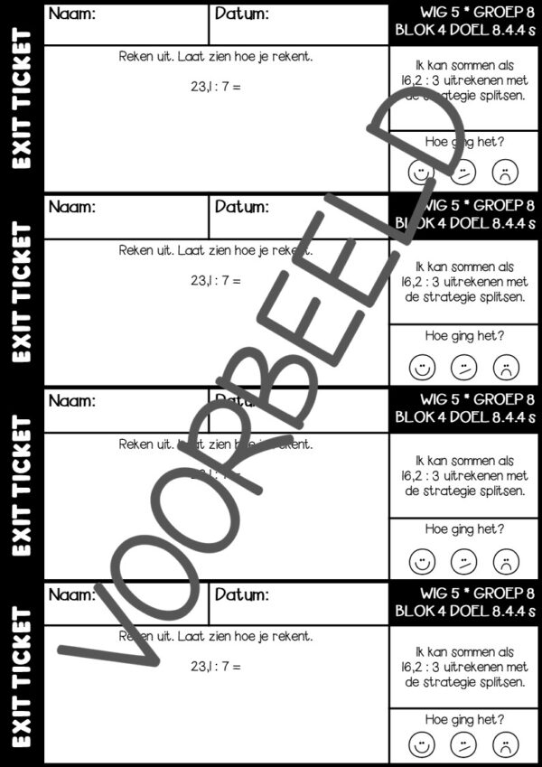 EXIT TICKETS WERELD IN GETALLEN 5 GROEP 8 BLOK 4 - Afbeelding 5