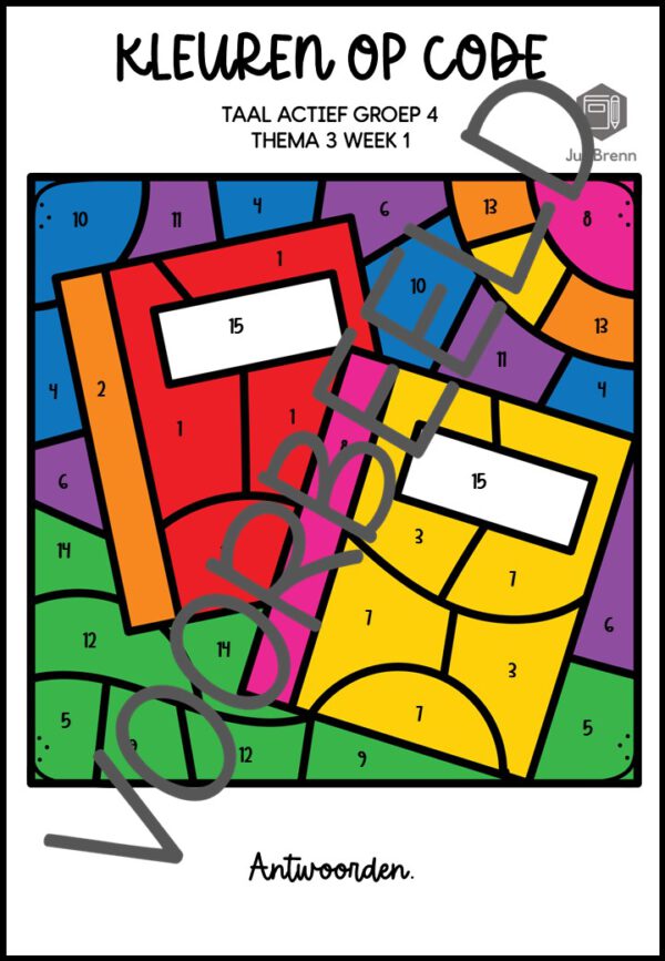 TAAL ACTIEF 5 WOORDENSCHAT KLEUREN OP CODE GROEP 4 THEMA 3 - Afbeelding 4