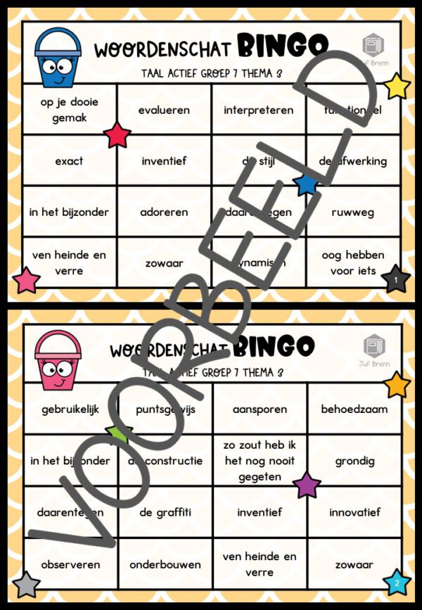 TAAL ACTIEF VERSIE 5 WOORDENSCHATBINGO GROEP 7 THEMA 3 - Afbeelding 2