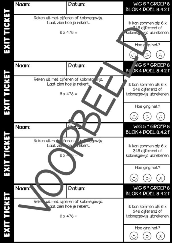 EXIT TICKETS WERELD IN GETALLEN 5 GROEP 8 BLOK 4 - Afbeelding 2