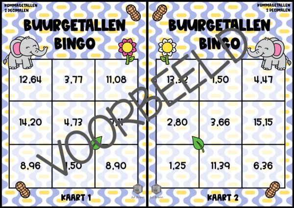 BUURGETALLEN BINGO: KOMMAGETALLEN MET 2 DECIMALEN - Afbeelding 2