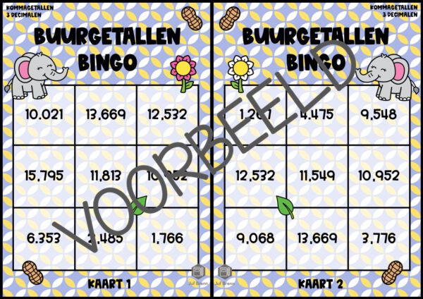 BUURGETALLEN BINGO: KOMMAGETALLEN MET 3 DECIMALEN - Afbeelding 2