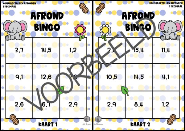 AFROND BINGO: KOMMAGETALLEN AFRONDEN OP 1 DECIMAAL - Afbeelding 2