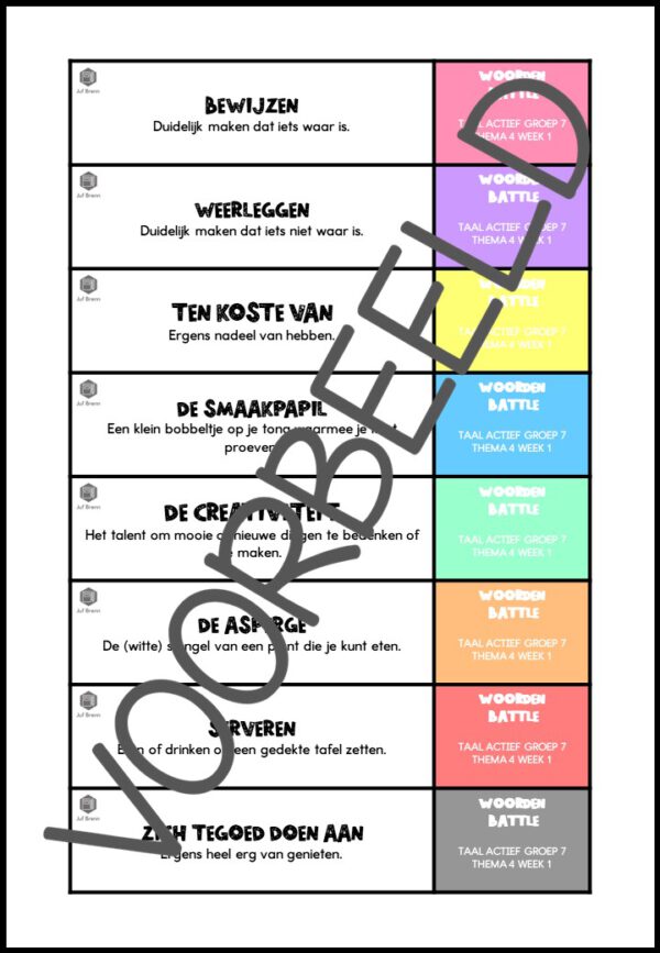 TAAL ACTIEF VERSIE 5 WOORDEN BATTLE GROEP 7 THEMA 4 - Afbeelding 2