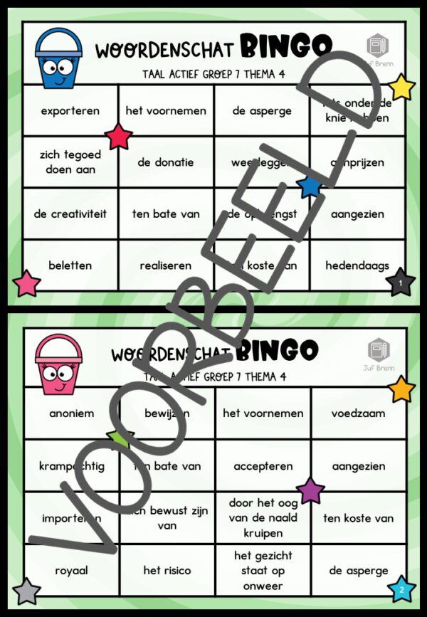 TAAL ACTIEF VERSIE 5 WOORDENSCHATBINGO GROEP 7 THEMA 4 - Afbeelding 2