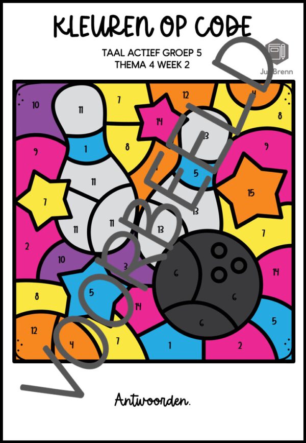 TAAL ACTIEF 5 WOORDENSCHAT KLEUREN OP CODE GROEP 5 THEMA 4 - Afbeelding 4