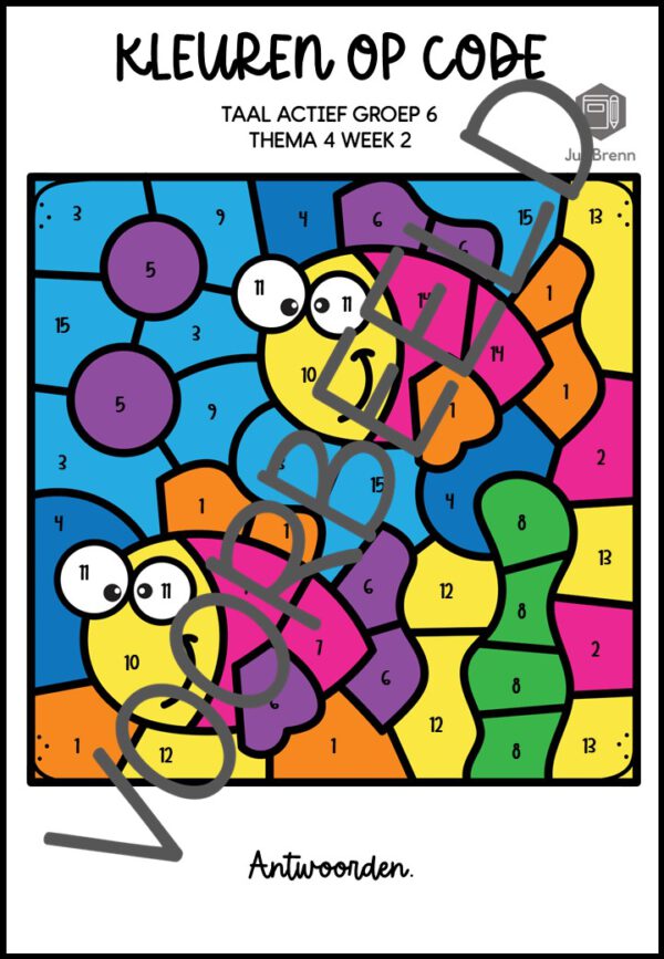 TAAL ACTIEF 5 WOORDENSCHAT KLEUREN OP CODE GROEP 6 THEMA 4 - Afbeelding 4