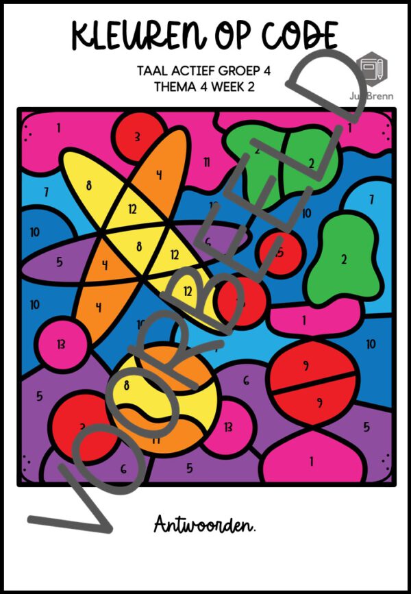 TAAL ACTIEF 5 WOORDENSCHAT KLEUREN OP CODE GROEP 4 THEMA 4 - Afbeelding 4