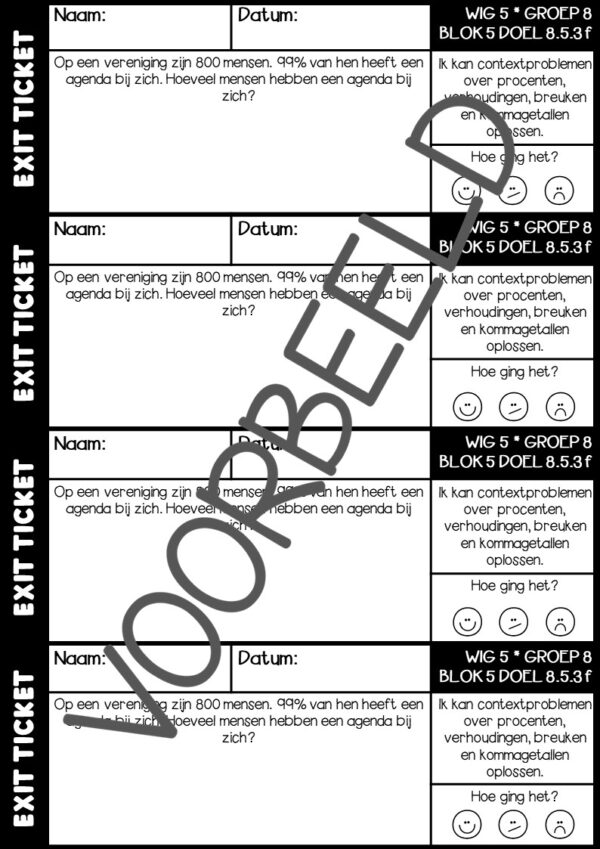 EXIT TICKETS WERELD IN GETALLEN 5 GROEP 8 BLOK 5 - Afbeelding 2