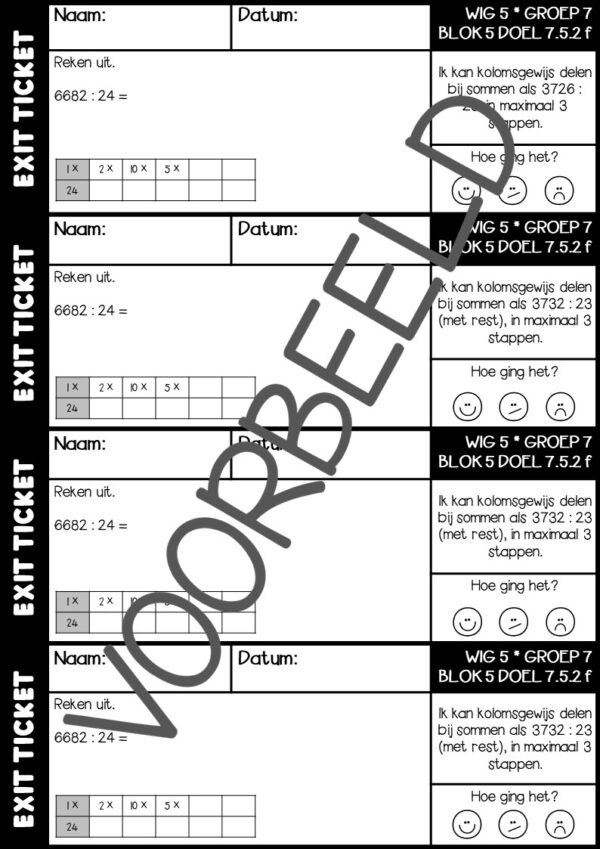 EXIT TICKETS WERELD IN GETALLEN 5 GROEP 7 BLOK 5 - Afbeelding 3