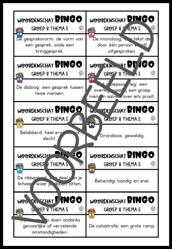 TAAL ACTIEF VERSIE 5 WOORDENSCHATBINGO GROEP 8 THEMA 5 - Afbeelding 3