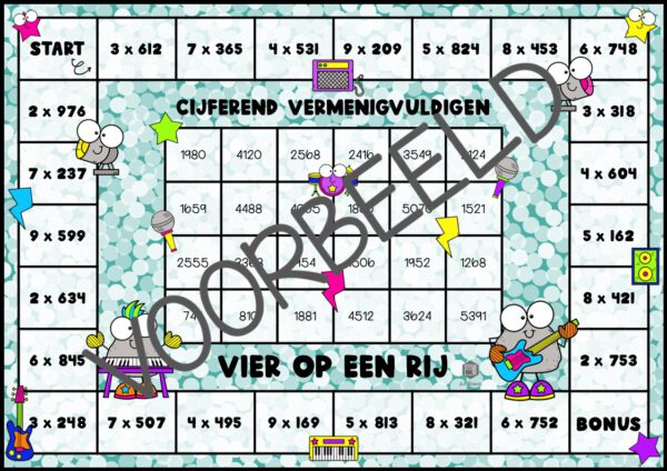 VIER OP EEN RIJ: CIJFEREND VERMENIGVULDIGEN E X HTE - Afbeelding 2
