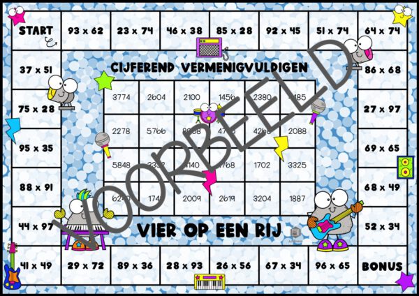 VIER OP EEN RIJ: CIJFEREND VERMENIGVULDIGEN TE X TE - Afbeelding 2
