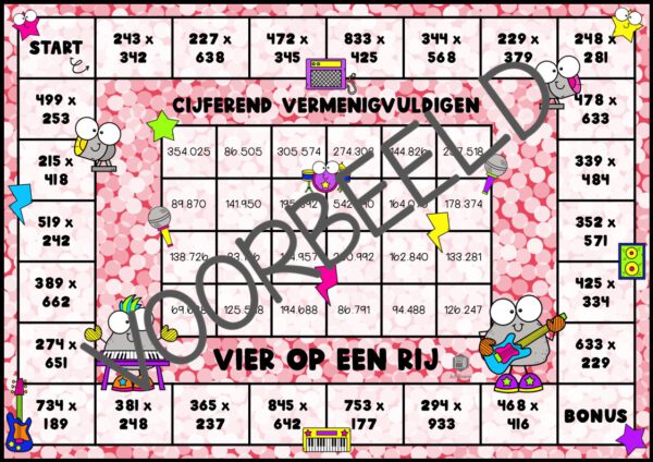 VIER OP EEN RIJ: CIJFEREND VERMENIGVULDIGEN HTE X HTE - Afbeelding 2