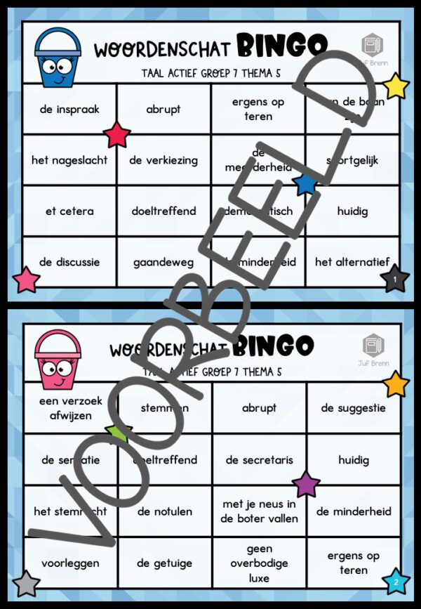 TAAL ACTIEF VERSIE 5 WOORDENSCHATBINGO GROEP 7 THEMA 5 - Afbeelding 2