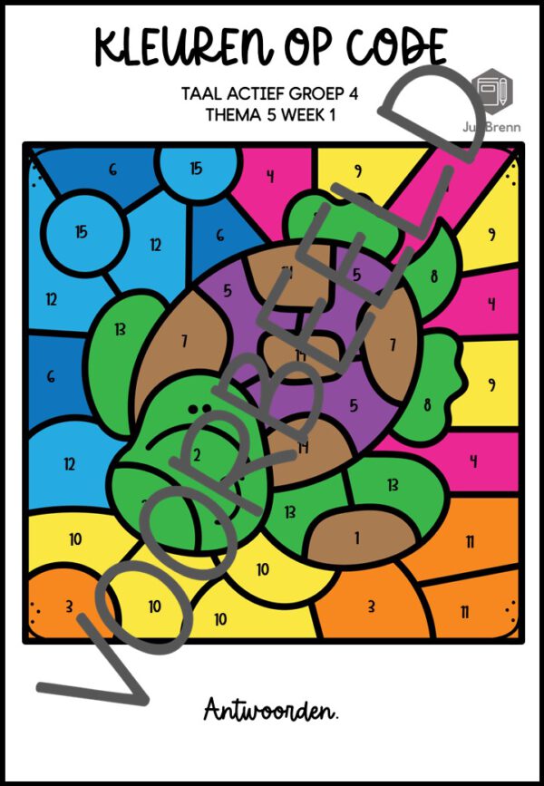 TAAL ACTIEF 5 WOORDENSCHAT KLEUREN OP CODE GROEP 4 THEMA 5 - Afbeelding 4