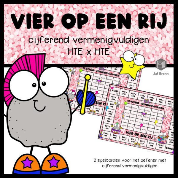 VIER OP EEN RIJ: CIJFEREND VERMENIGVULDIGEN HTE X HTE