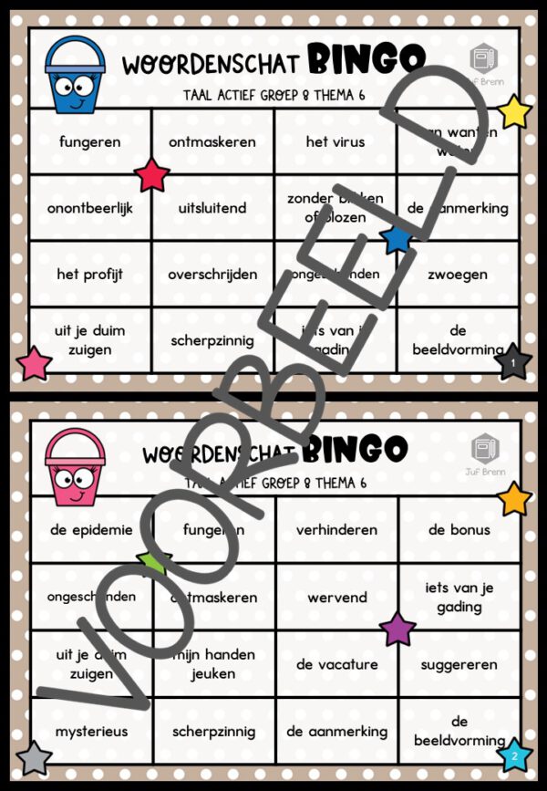 TAAL ACTIEF VERSIE 5 WOORDENSCHATBINGO GROEP 8 THEMA 6 - Afbeelding 2