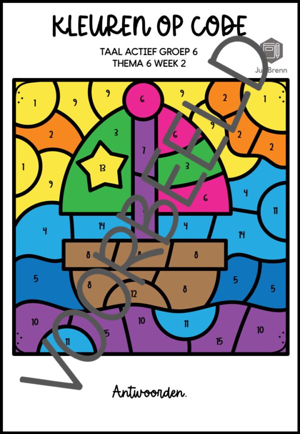 TAAL ACTIEF 5 WOORDENSCHAT KLEUREN OP CODE GROEP 6 THEMA 6 - Afbeelding 4