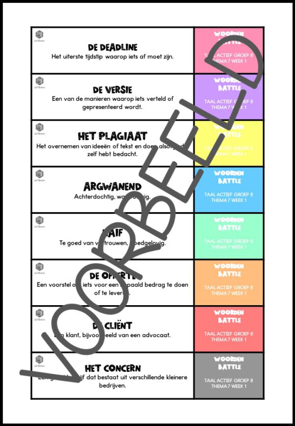 TAAL ACTIEF VERSIE 5 WOORDEN BATTLE GROEP 8 THEMA 7 - Afbeelding 2