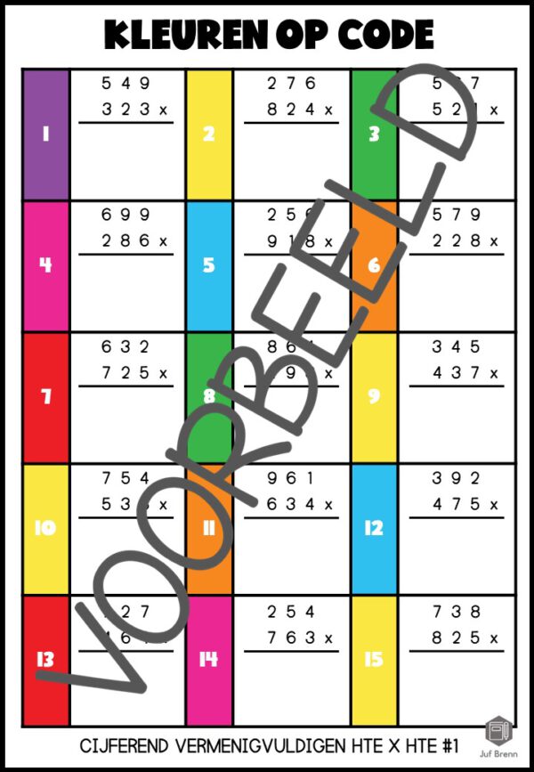 KLEUREN OP CODE CIJFEREND VERMENIGVULDIGEN HTE x HTE - Afbeelding 3