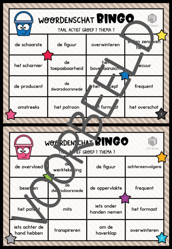 TAAL ACTIEF VERSIE 5 WOORDENSCHATBINGO GROEP 7 THEMA 7 - Afbeelding 2