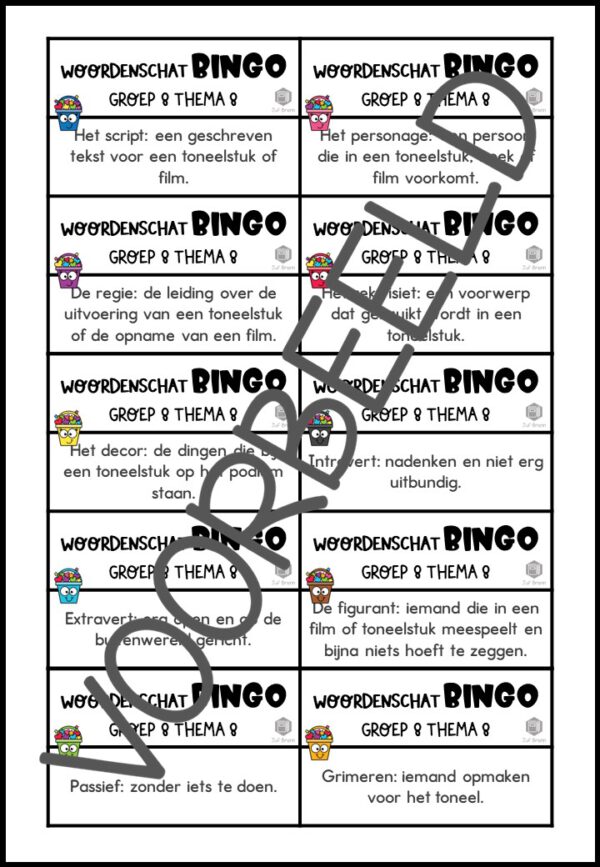 TAAL ACTIEF VERSIE 5 WOORDENSCHATBINGO GROEP 8 THEMA 8 - Afbeelding 3